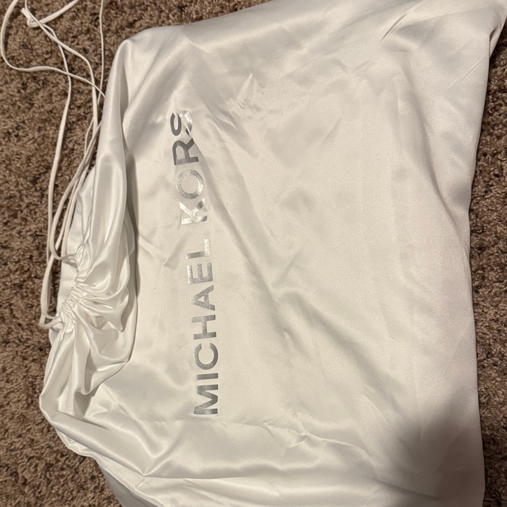 Michael Kors White and Silver Drawstring Bag